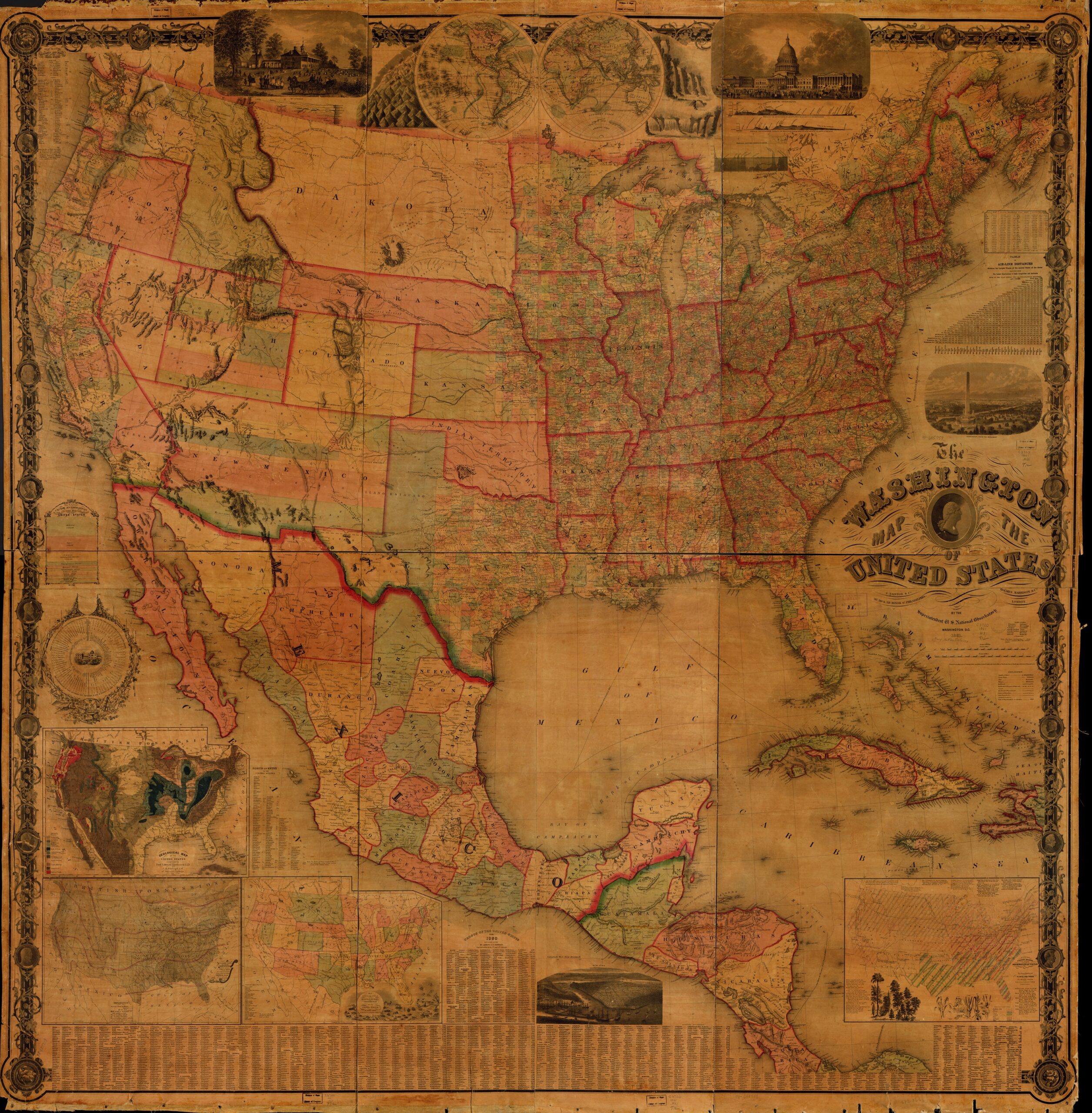 1861 map view of the United States with the Dakota Territory area.